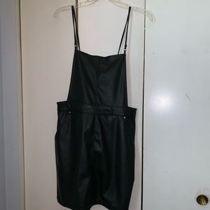 Black faux leather jumper dress